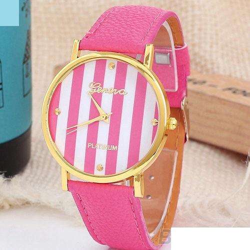 Ladies Funky Pink Stripe GENEVA Watch